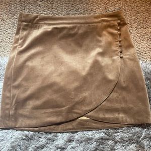 Velvet tan mini skirt